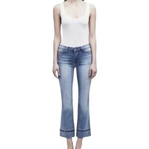 L’AGENCE Jada Double Raw Edge Hem High Rise Ankle Blue Denim Jeans Size 25 NWT